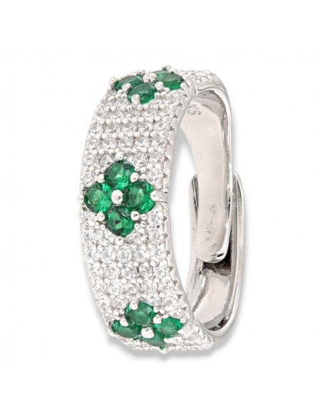 Anello Argento Rodiato Fascia Zirconi Pavè [3e890443]