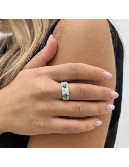 Anello Argento Rodiato Fascia Zirconi Pavè [4842ff67]