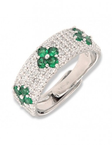 Anello Argento Rodiato Fascia Zirconi Pavè [ff5f3e63]