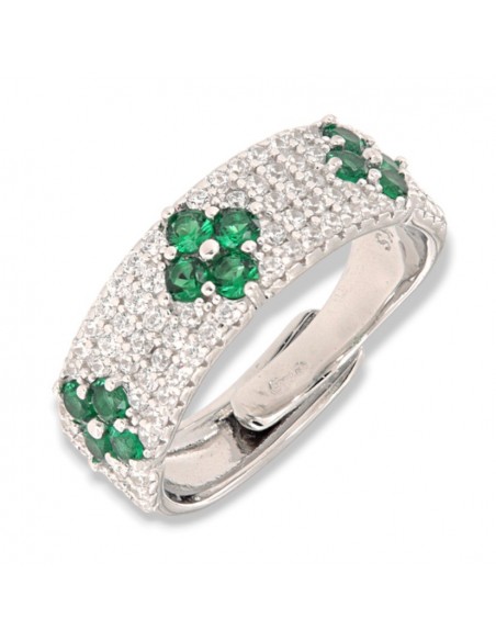 Anello Argento Rodiato Fascia Zirconi Pavè [ff5f3e63]