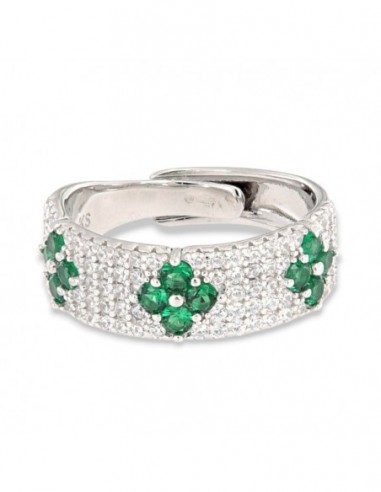 Anello Argento Rodiato Fascia Zirconi Pavè [9434fb74]