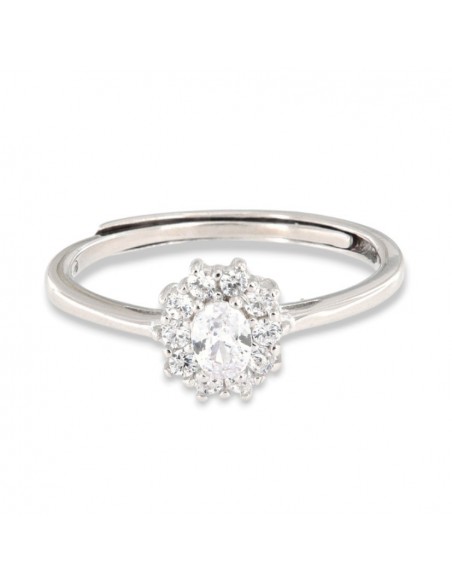 Anello Argento Rodiato Principessa Bianca 4x3MM [86df2870]