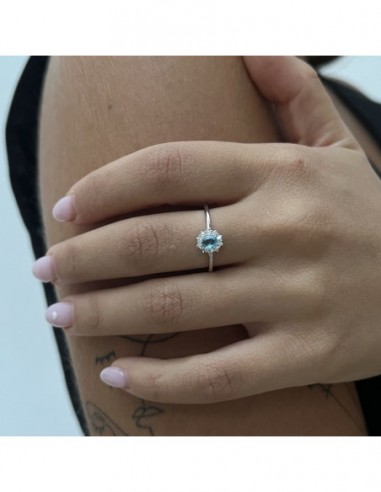 Anello Argento Rodiato Principessa Celesti 4x3MM [54f09d60]