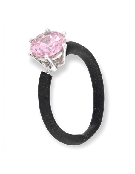 Anello Argento Rodiato Gambo Silicone Zircone Rosa [22175120]