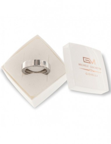 ANELLO ARGENTO FASCIA LARGA ZIRCONI LATERALI [60a804f3]