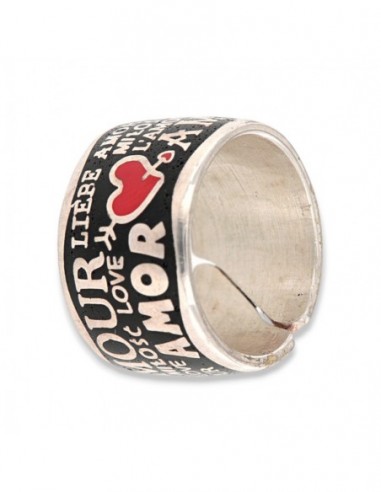 Anello Argento Rodiato Fascia Amore Multilingua [80817af5]