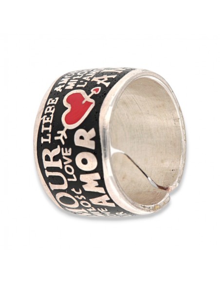 Anello Argento Rodiato Fascia Amore Multilingua [80817af5]
