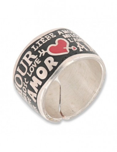 Anello Argento Rodiato Fascia Amore Multilingua [192812e0]