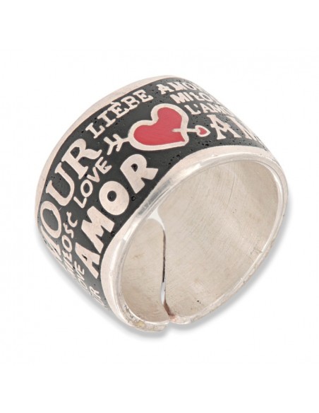 Anello Argento Rodiato Fascia Amore Multilingua [192812e0]