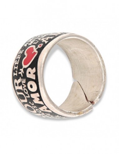 Anello Argento Rodiato Fascia Amore Multilingua [1c7855fe]