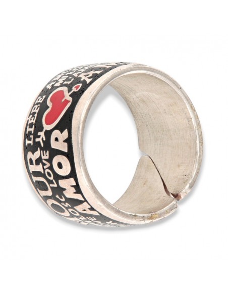 Anello Argento Rodiato Fascia Amore Multilingua [1c7855fe]