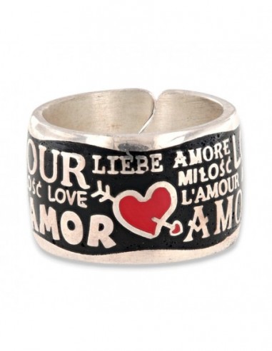 Anello Argento Rodiato Fascia Amore Multilingua [7243d7f7]