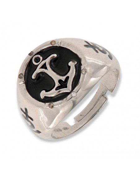 ANELLO ARGENTO A SCUDO CHEVALIER CON ANCORA [85028d16]