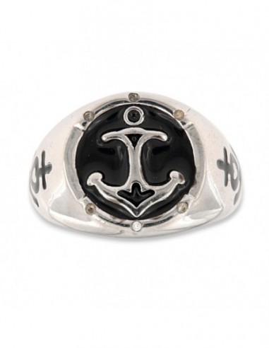 ANELLO ARGENTO A SCUDO CHEVALIER CON ANCORA [ee694801]