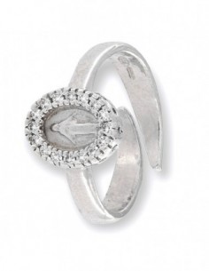 Anello Argento Rodiato Incisione Madonna Miracolo. [8a4fcf4b]