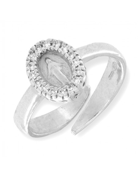 Anello Argento Rodiato Incisione Madonna Miracolo. [964ca85f]