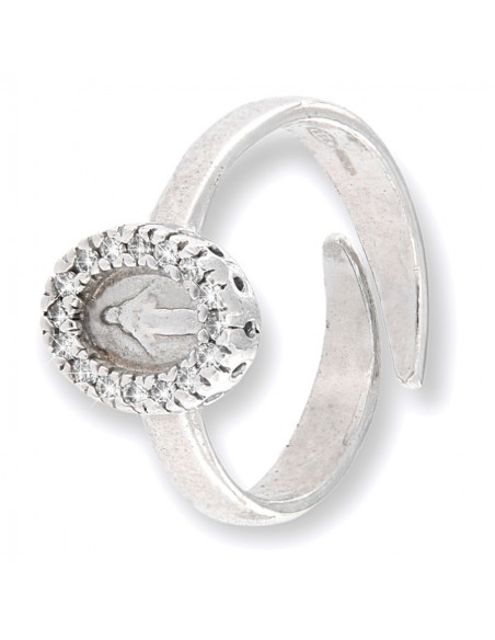 Anello Argento Rodiato Incisione Madonna Miracolo. [55470359]