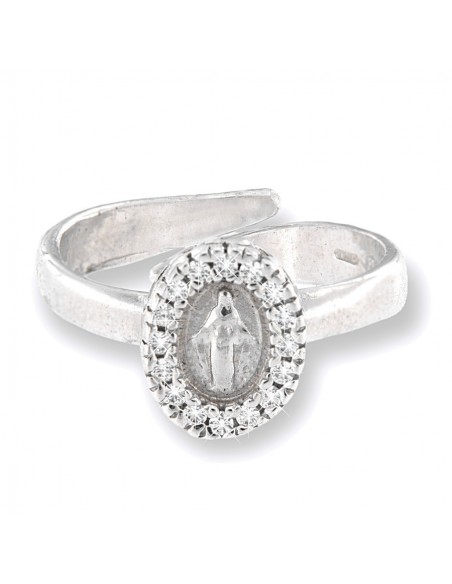 Anello Argento Rodiato Incisione Madonna Miracolo. [e70a8543]