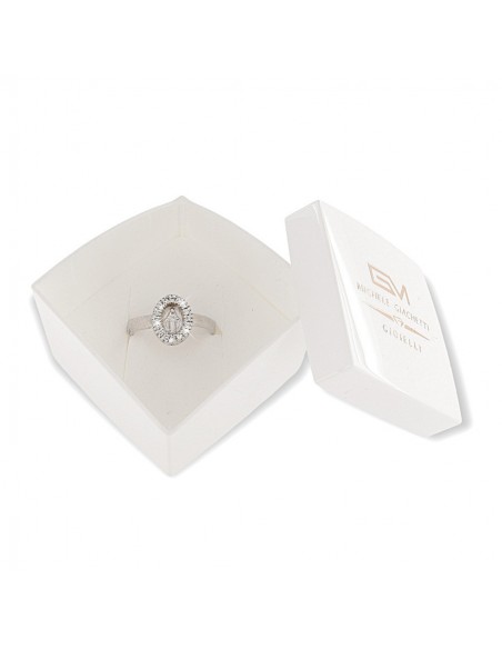 Anello Argento Rodiato Incisione Madonna Miracolo. [3e2cc64e]