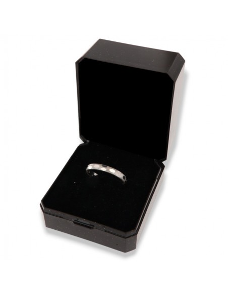 Anello Argento Rodiato Fascetta Diamantata [e60edeac]