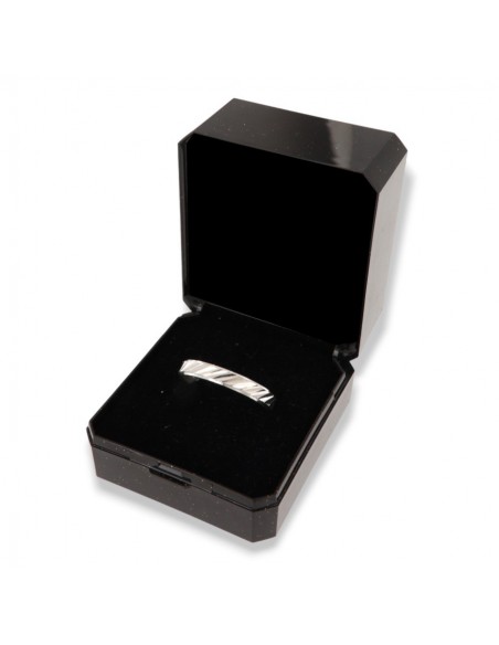 Anello Argento Rodiato Fascetta Tagli Trasversali [7349d5a9]