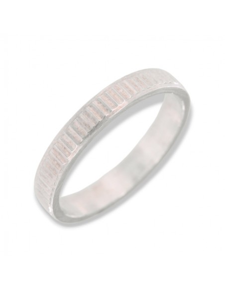 Anello Argento Rodiato Fascetta Tagli Orizzontali [289309bb]