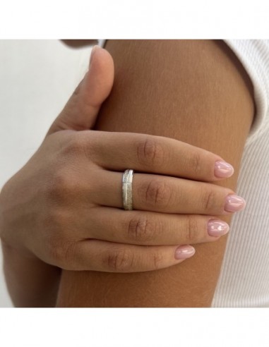 Anello Argento Rodiato Mezzotondo Satinata [cb6f1595]