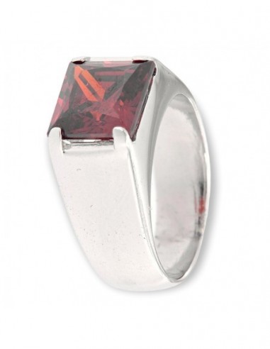 Anello Argento Fascia Con Pietra Rossa Quadrata [ccfed73e]