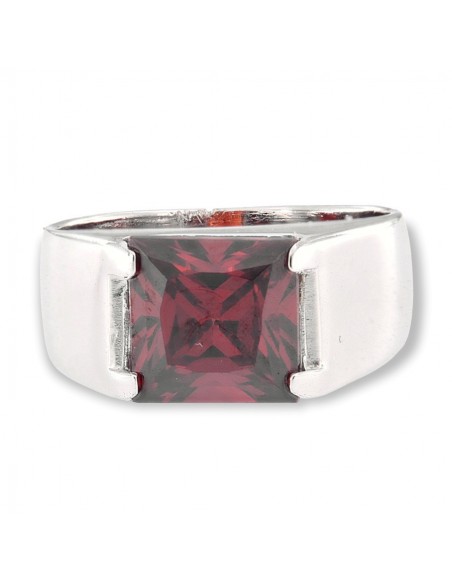 Anello Argento Fascia Con Pietra Rossa Quadrata [231d537e]