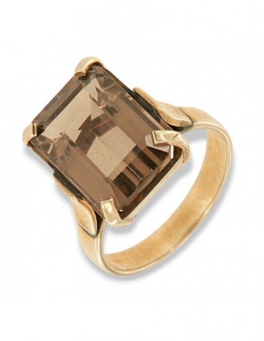 Anello Argento Dorato Quarzo Fumè [18a5bc66]