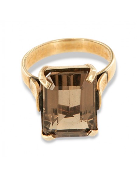 Anello Argento Dorato Quarzo Fumè [73ce7971]