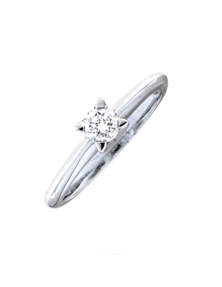 ANELLO ORO BIANCO SOLITARIO DRITTO DIAMANTE 0,30 C [586cf3ae]