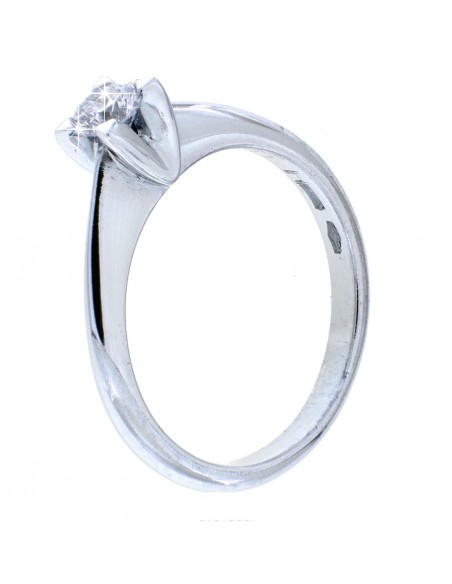 ANELLO ORO BIANCO SOLITARIO DRITTO DIAMANTE 0,30 C [814ab0a3]