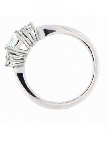 ANELLO ORO BIANCO ACQUAMARINA OTTAGONALE DIAMANTI [899f6ca8]