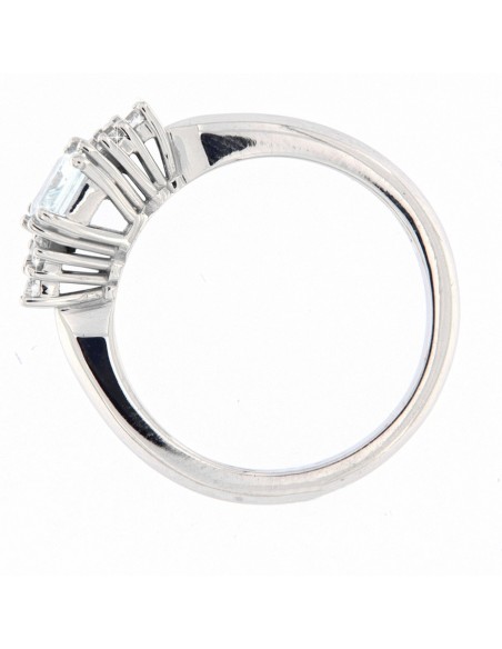 ANELLO ORO BIANCO ACQUAMARINA OTTAGONALE DIAMANTI [899f6ca8]