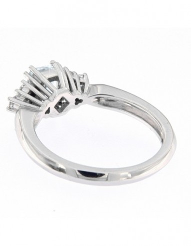 ANELLO ORO BIANCO ACQUAMARINA OTTAGONALE DIAMANTI [8ccf2bb6]