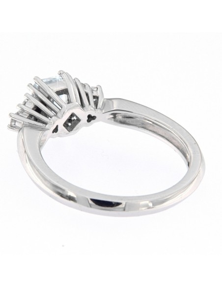 ANELLO ORO BIANCO ACQUAMARINA OTTAGONALE DIAMANTI [8ccf2bb6]