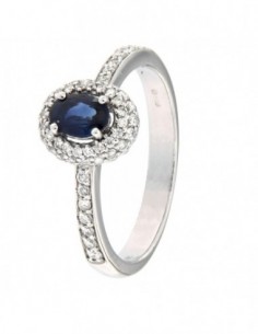 ANELLO ORO BIANCO ZAFFIRO BLU 0,46 DIAMANTI 64 0,3 [6e979746]