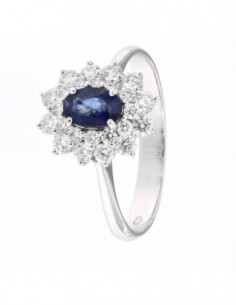 ANELLO ORO ZAFFIRO 0,58 DIAMANTI 0,65 PRINCIPESSA [b2568e94]