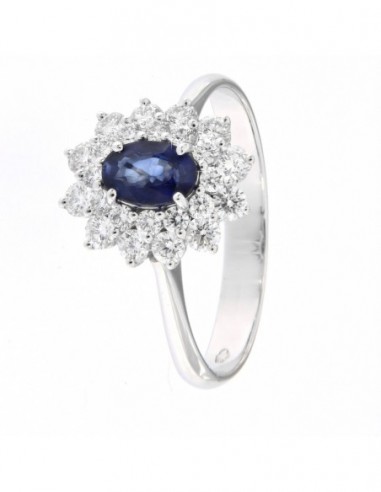 ANELLO ORO ZAFFIRO 0,58 DIAMANTI 0,65 PRINCIPESSA [b2568e94]