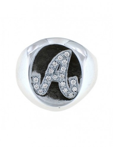 ANELLO ORO BIANCO SCUDO CHEVALIER INIZ. A DIAMANTI [b9202c1c]