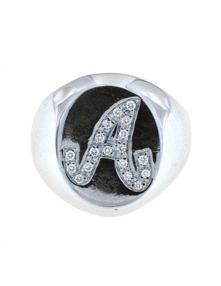 ANELLO ORO BIANCO SCUDO CHEVALIER INIZ. A DIAMANTI [b9202c1c]