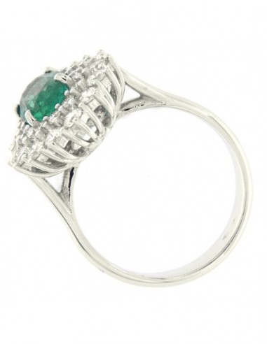 ANELLO ORO BIANCO SMERALDO OVALE 1,43 DIAMANTI 1,1 [0d748005]