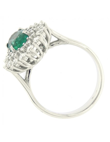 ANELLO ORO BIANCO SMERALDO OVALE 1,43 DIAMANTI 1,1 [0d748005]