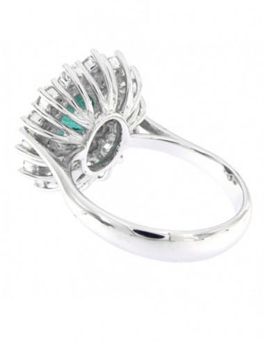 ANELLO ORO BIANCO SMERALDO OVALE 1,43 DIAMANTI 1,1 [0824c71b]