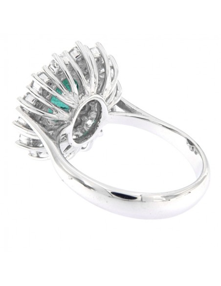 ANELLO ORO BIANCO SMERALDO OVALE 1,43 DIAMANTI 1,1 [0824c71b]