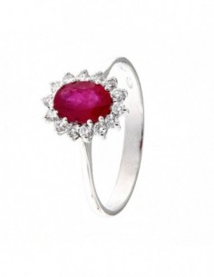 ANELLO ORO BIANCO RUBINO 0,90 CARATI 14 DIAMANTI [7f3580a7]