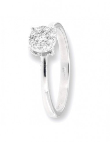 Anello Oro Bianco Solitario Magic 9 Diamanti 0,15 [1bc0b710]