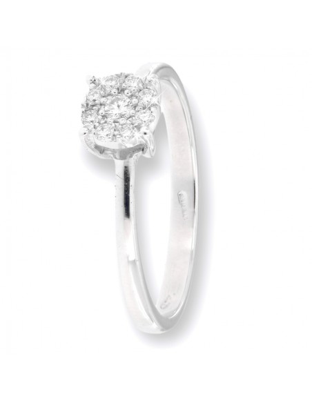 Anello Oro Bianco Solitario Magic 9 Diamanti 0,15 [1bc0b710]