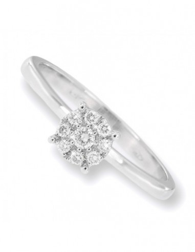 Anello Oro Bianco Solitario Magic 9 Diamanti 0,15 [63415bbd]